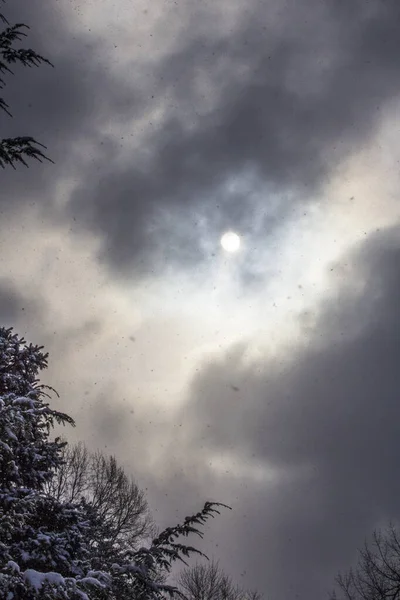 Düsterer Winterhimmel Mit Nebel Oder Wolken — Stockfoto