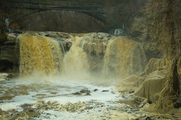 West Falls Black River Télen Elyria Ohio — Stock Fotó