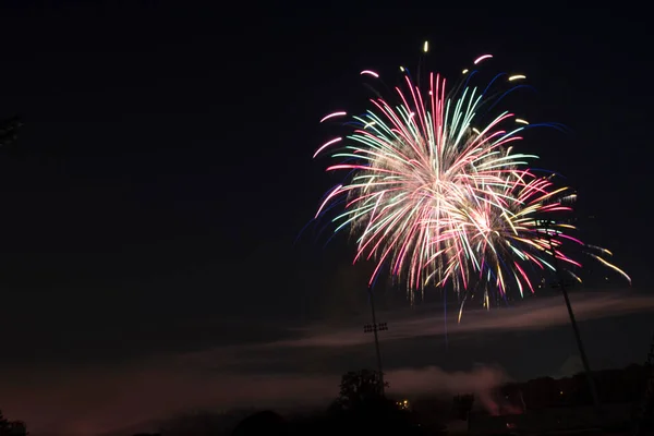 Fireworks Display Night Bright Explosions — Stock Photo, Image