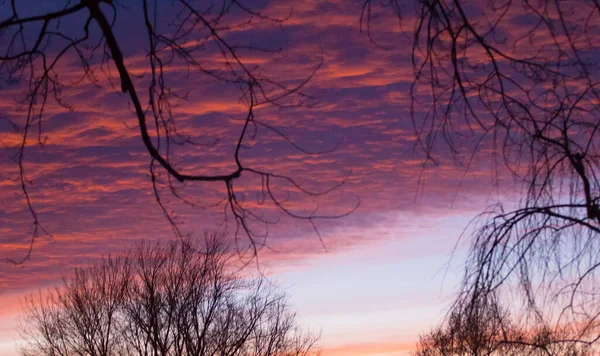 Nascer Sol Pôr Sol Céus Com Nuvens — Fotografia de Stock