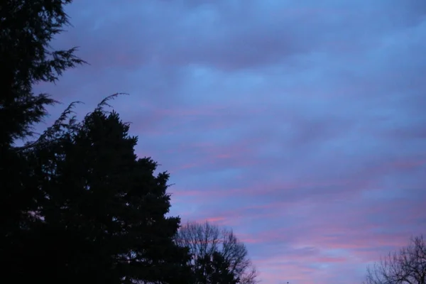 Сонячний Схід Небо Заході Сонця Хмарами — стокове фото