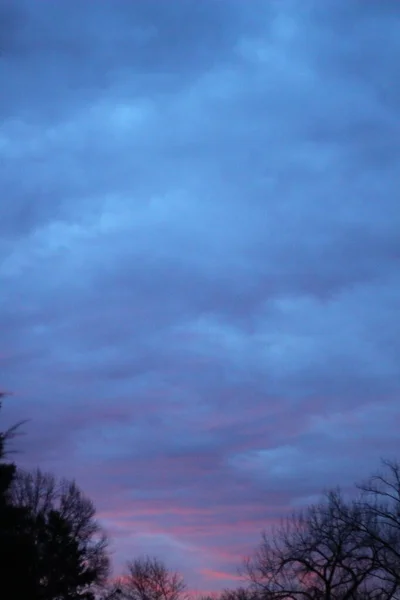 Сонячний Схід Небо Заході Сонця Хмарами — стокове фото
