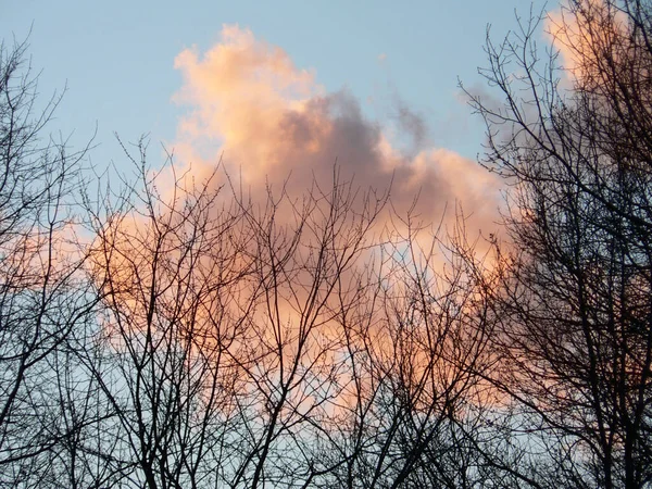 Auringonnousu Tai Auringonlasku Taivas Pilvet — kuvapankkivalokuva