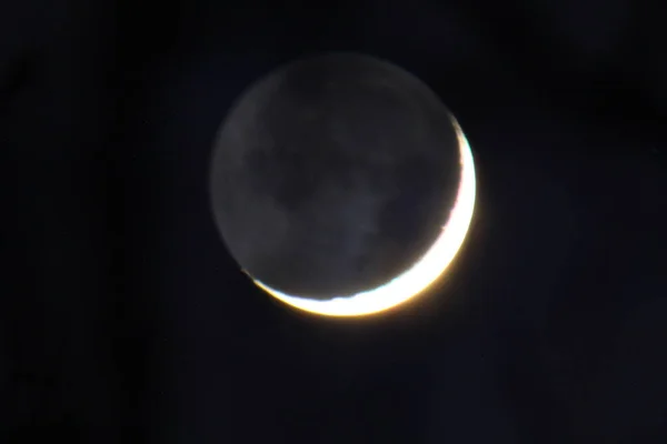 Luna Mezzaluna Nella Prima Sera — Foto Stock