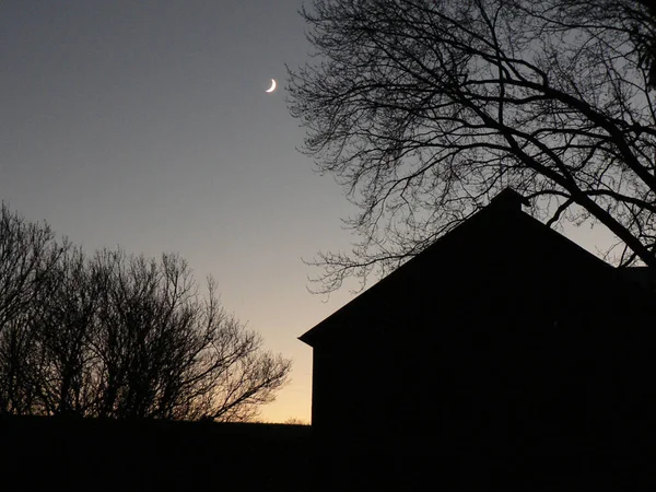 Croissant Lune Début Soirée — Photo