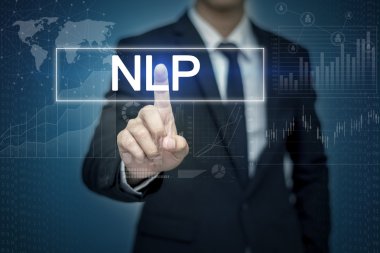 Sanal ekran butonuna NLP dokunmadan işadamı el