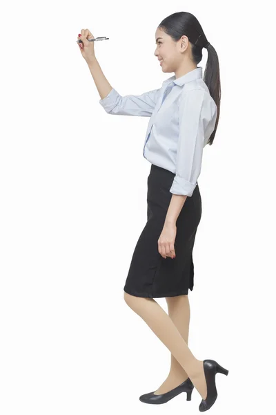 Mulher de negócios escrita isolado no fundo branco, asiático beaut — Fotografia de Stock