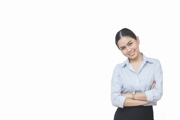 Business woman smiling isolated on white background, asian beaut — Stock Photo, Image