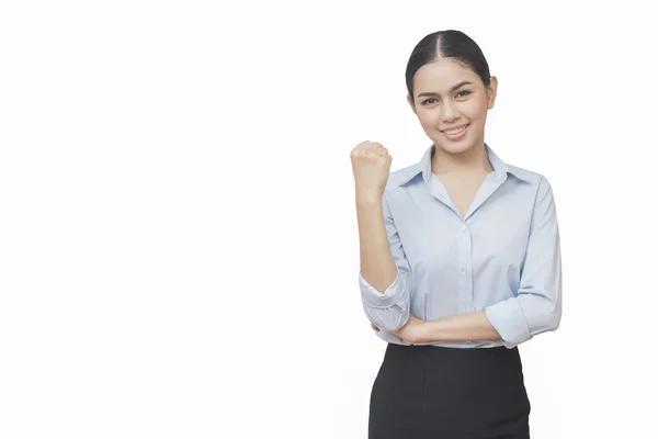 Geschäftsfrau Hand kämpft isoliert auf weißem Hintergrund, asiatisch — Stockfoto