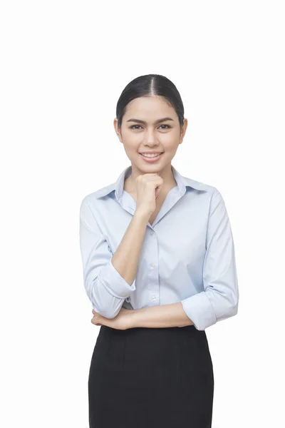 Business woman smiling isolated on white background, asian beaut — Stock Photo, Image