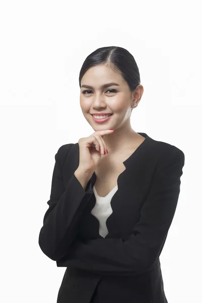 Mulher de negócios sorrindo isolado no fundo branco, asiático beaut — Fotografia de Stock