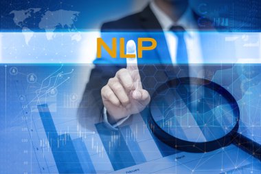 Sanal ekran butonuna NLP dokunmadan işadamı el