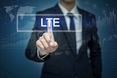 Sanal ekran butonuna LTE dokunmadan işadamı el