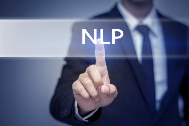 Sanal ekran butonuna NLP dokunmadan işadamı el