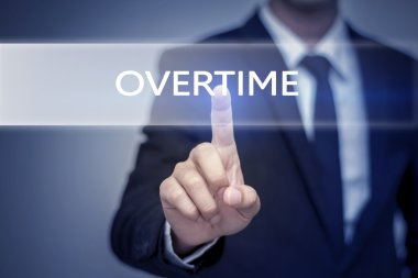 Sanal ekran butonuna fazla mesai dokunmadan işadamı el