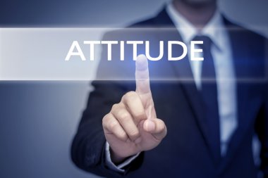 Sanal ekran butonuna tutum dokunmadan işadamı el