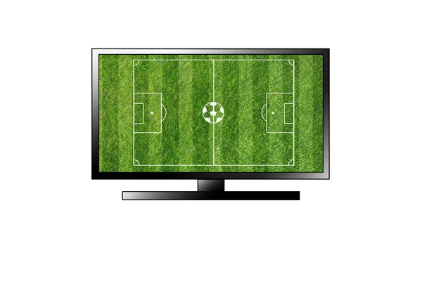 Campo de fútbol TV aislado sobre fondo blanco — Foto de Stock