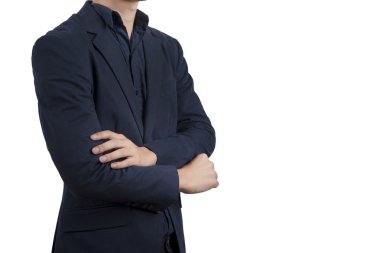  iş mavi elbiseli adamı izole beyaz arka plan üzerinde