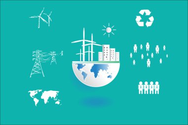 Dünya kavramı kağıt tarzı kes.