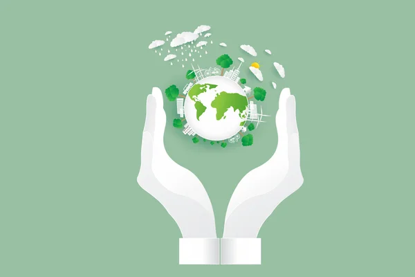 Save Earth Konzept, Papierschnitt-Stil — Stockvektor