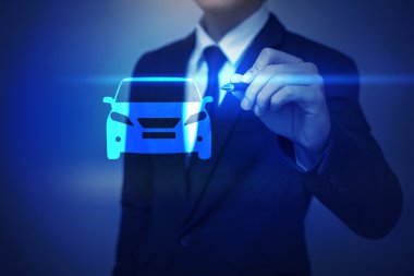 Sanal ekran işadamı Çizim araç simgesinin yakın çekim