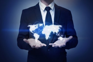 İş adamı ve dünya bağlayın 