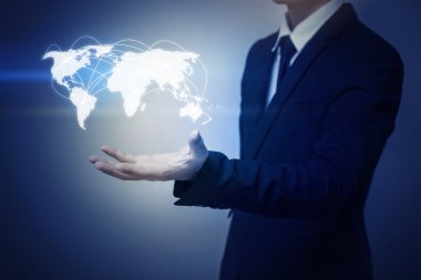 İş adamı ve dünya bağlayın 