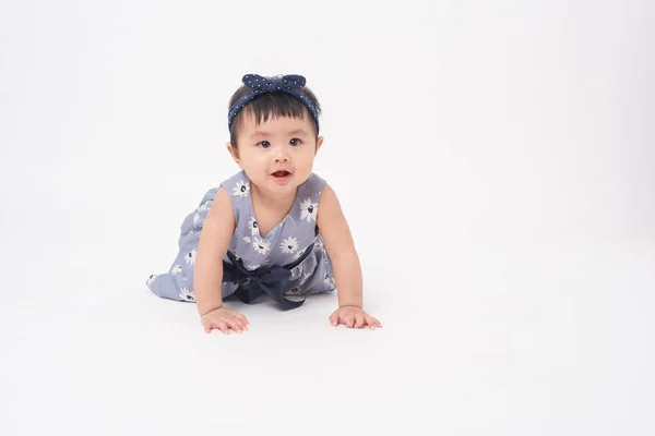 Adorabile Asiatica Bambina Ritratto Sfondo Bianco — Foto Stock