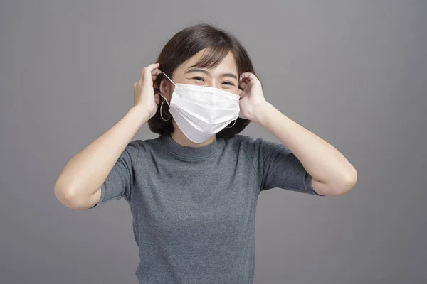 Een Portret Van Jonge Mooie Aziatische Vrouw Met Een Chirurgisch — Stockfoto