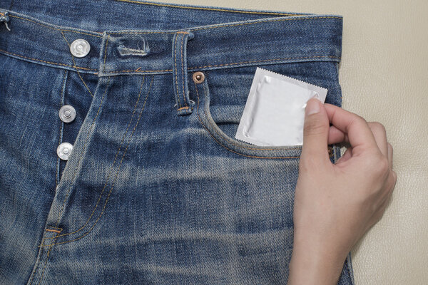 Condoms In jeans pocket for Safe sex