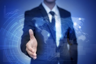 Bir el sıkışmasının veri teknolojik altyapı karşı yakın çekim