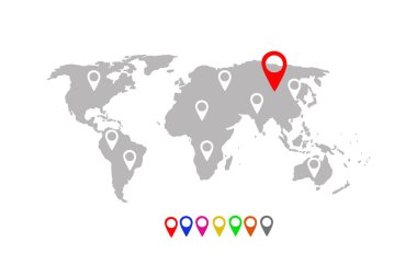 Konumu pimleri ile Dünya Haritası