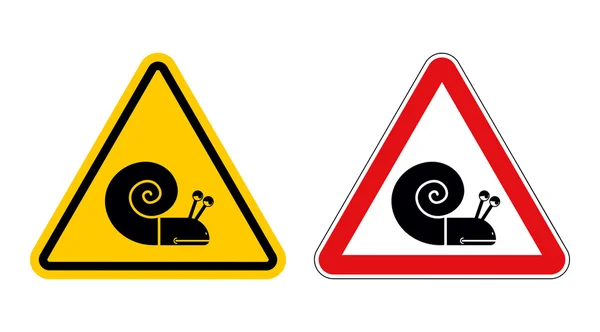 Snail warning sign of attention. Slow motion on road. Insect Haz — Stock Vector