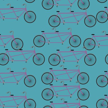 Bike seamless pattern. bicycle Tandem texture. Ornament of wheel
