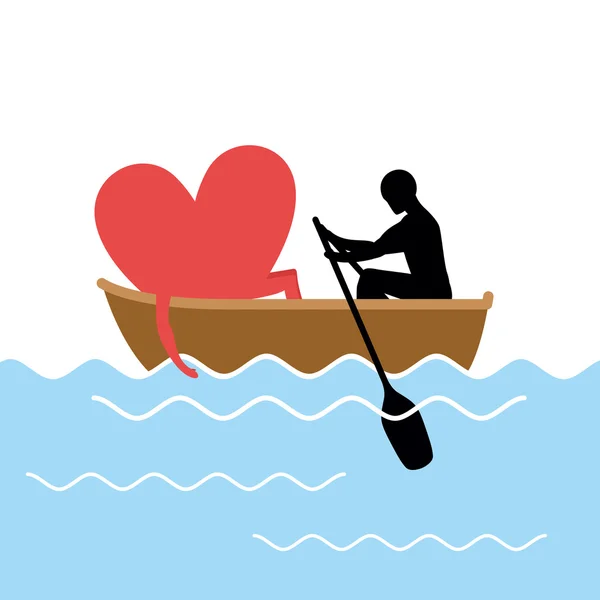 El hombre y el amor y montar en barco. Amantes de la vela. Hombre rollos hea — Vector de stock