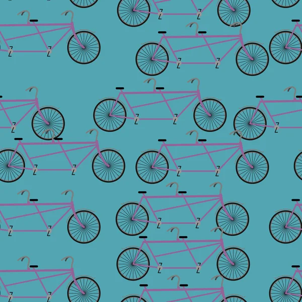 Bicicleta sem costura padrão. textura de bicicleta Tandem. Ornamento da roda — Vetor de Stock