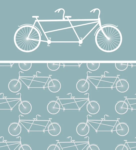 Bicicleta sem costura padrão. textura de bicicleta Tandem. Ornamento da roda — Vetor de Stock