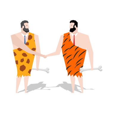 Tarih Öncesi İşadamı anlaşması. Antik insanlar ile ticaret . Sevinç