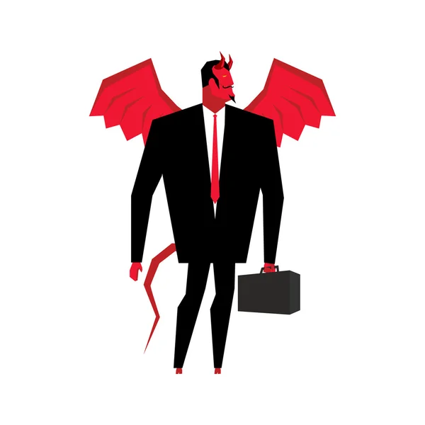 Homme d'affaires diabolique. Satan est le patron de l'enfer. Lucifer dans les affaires su — Image vectorielle