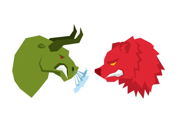 Urso Vermelho e touro verde. Comerciantes em símbolos da bolsa de valores. Confundir —  Vetores de Stock