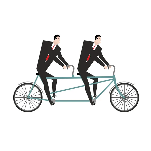 Businessman cycling. Business team goes on bike tandem. Manual m — Stock Vector