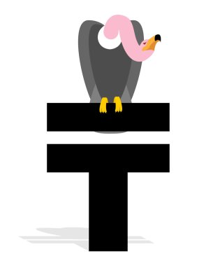 Vulture and Kazakhstan Tenge. Grief and a sign of money in Kazak