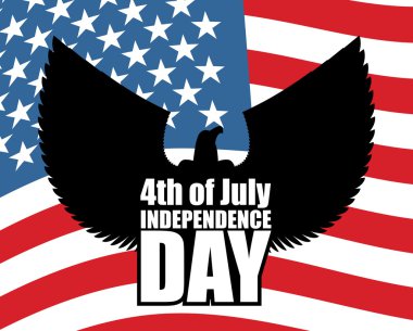 ABD Bağımsızlık Günü afişi. Backgroun üzerinde bir kartal silueti