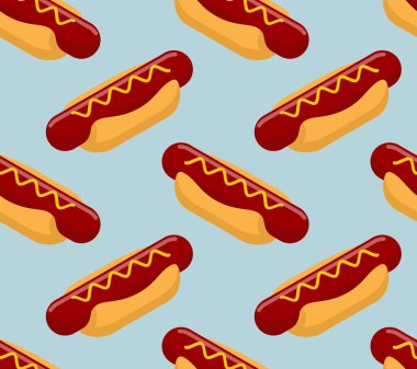 Sosisli biyometrik arka plan. Fast food dikişsiz desen. Sever
