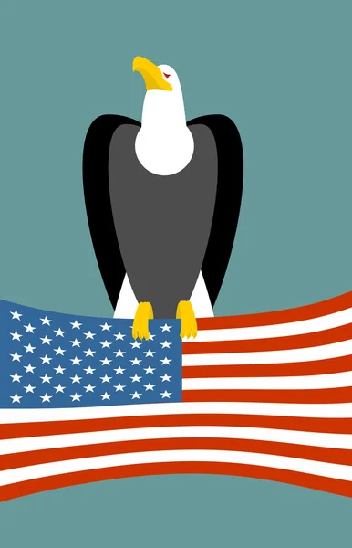 Bald Eagle en Amerikaanse vlag. USA nationaal symbool van de vogel. Grote — Stockvector