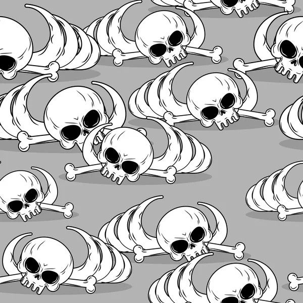 Remains of skeleton seamless pattern. Skull and bones ornament. — Stock Vector