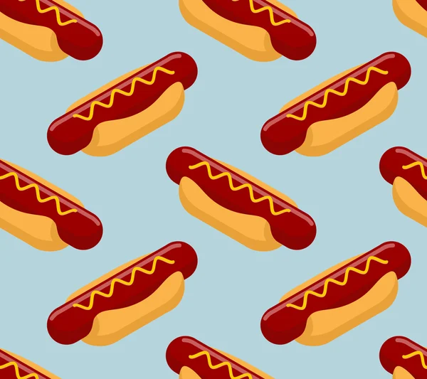 Hot dog isometrics background. Fast food seamless pattern. Sausa — Stock Vector