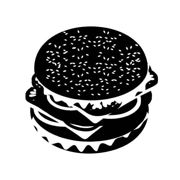 Hamburger silhouette sign. Fast food in flat style. Sandwich of — Stockový vektor