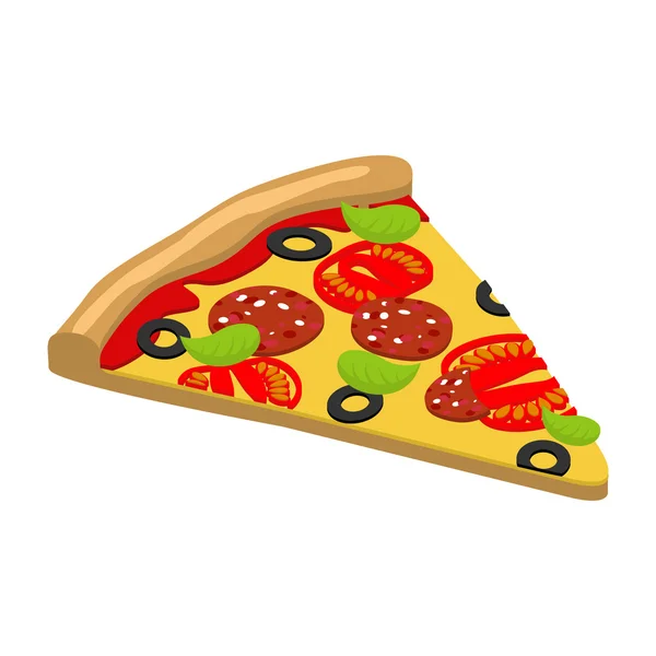Pizza isometrie. 3D Italiaans eten. Heerlijk vers stukje Pizz — Stockvector