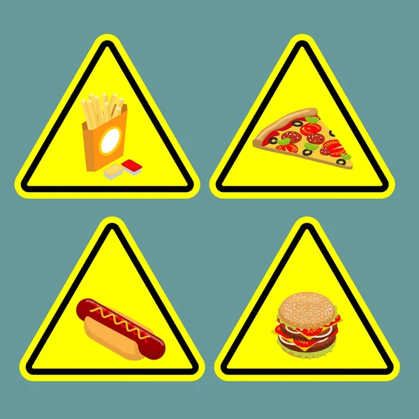 Warning sign fast food. Dangerous foods containing lot of fat. M — Wektor stockowy